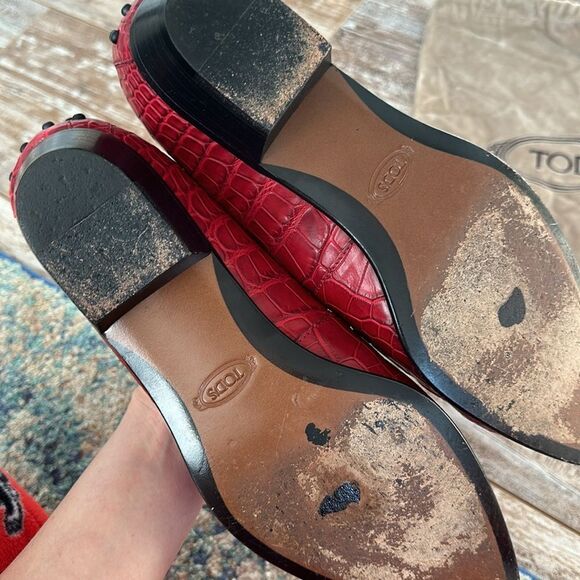 Tod’s Alligator Crocodile Pointed Toe Drivers Loafers Shoes with storage bag - Picture 8 of 12